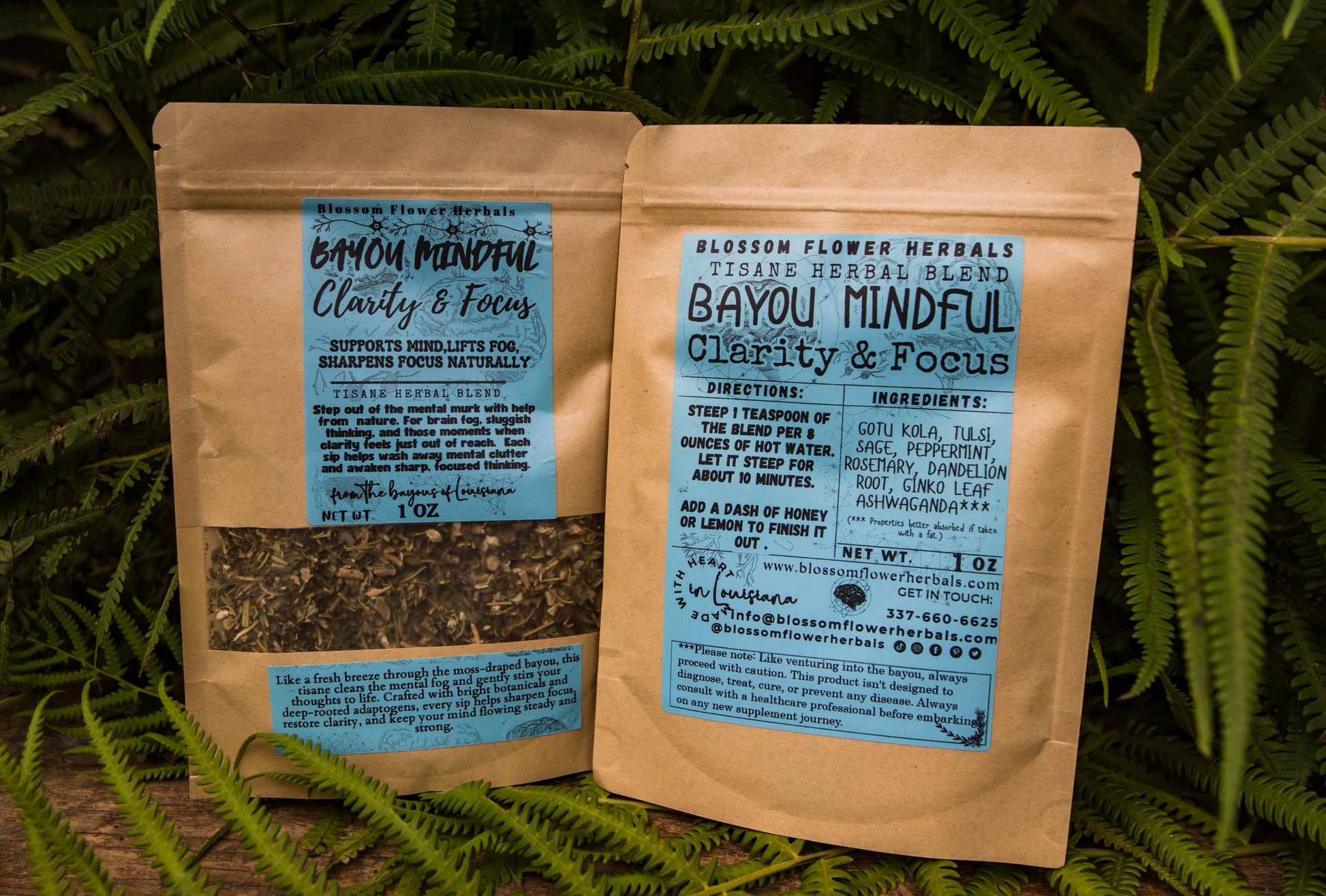 Bayou Mindful Clarity Focus Herbal Tea By Blossom Flower Herbals