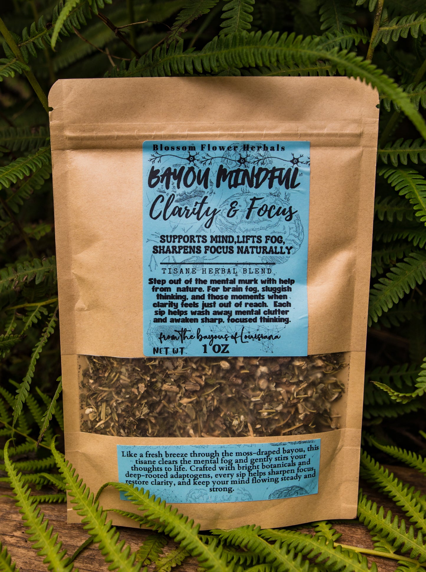 Bayou Mindful Clarity Focus Herbal Tea By Blossom Flower Herbals