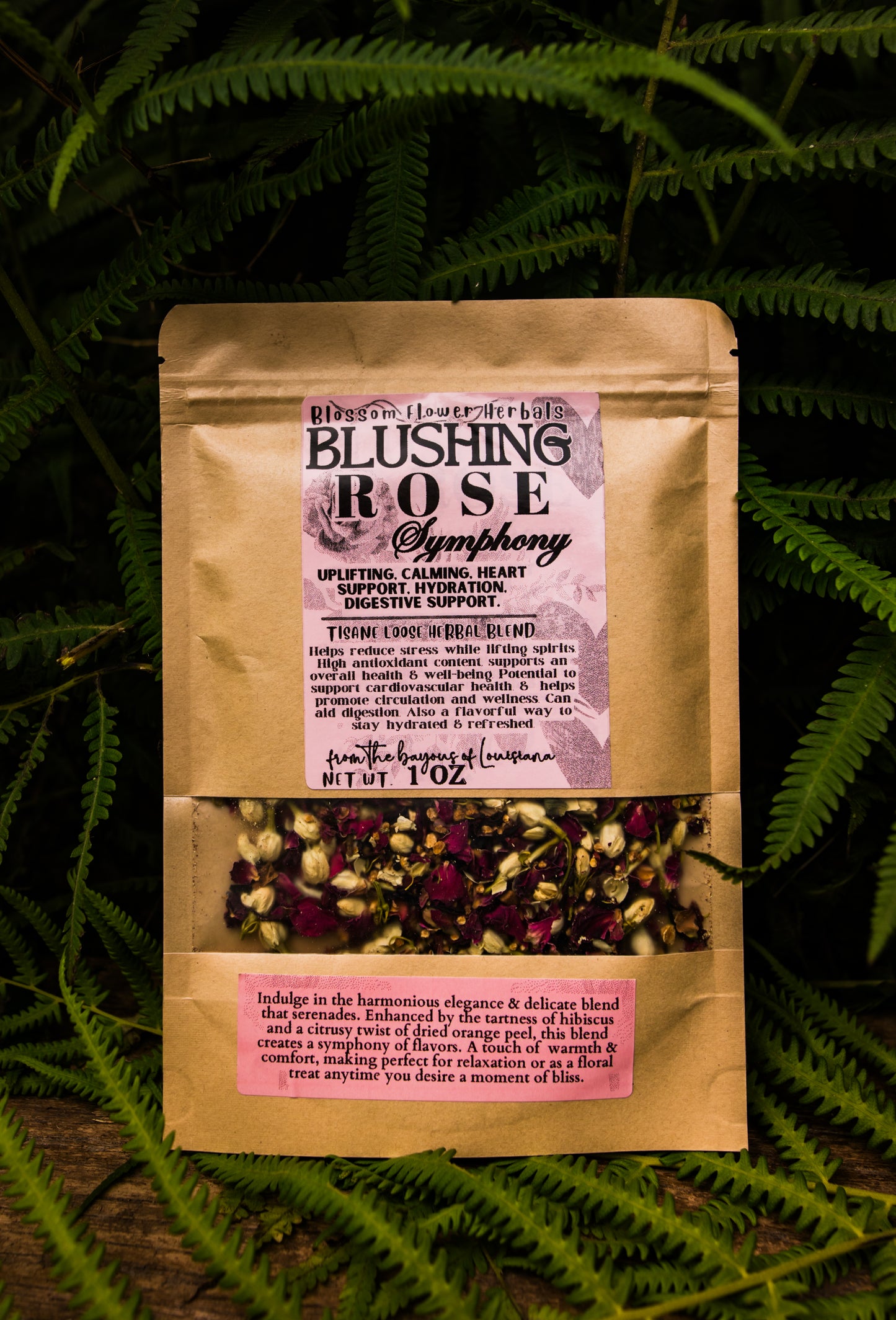 Blushing Rose Symphony Herbal Tea By Blossom Flower Herbals