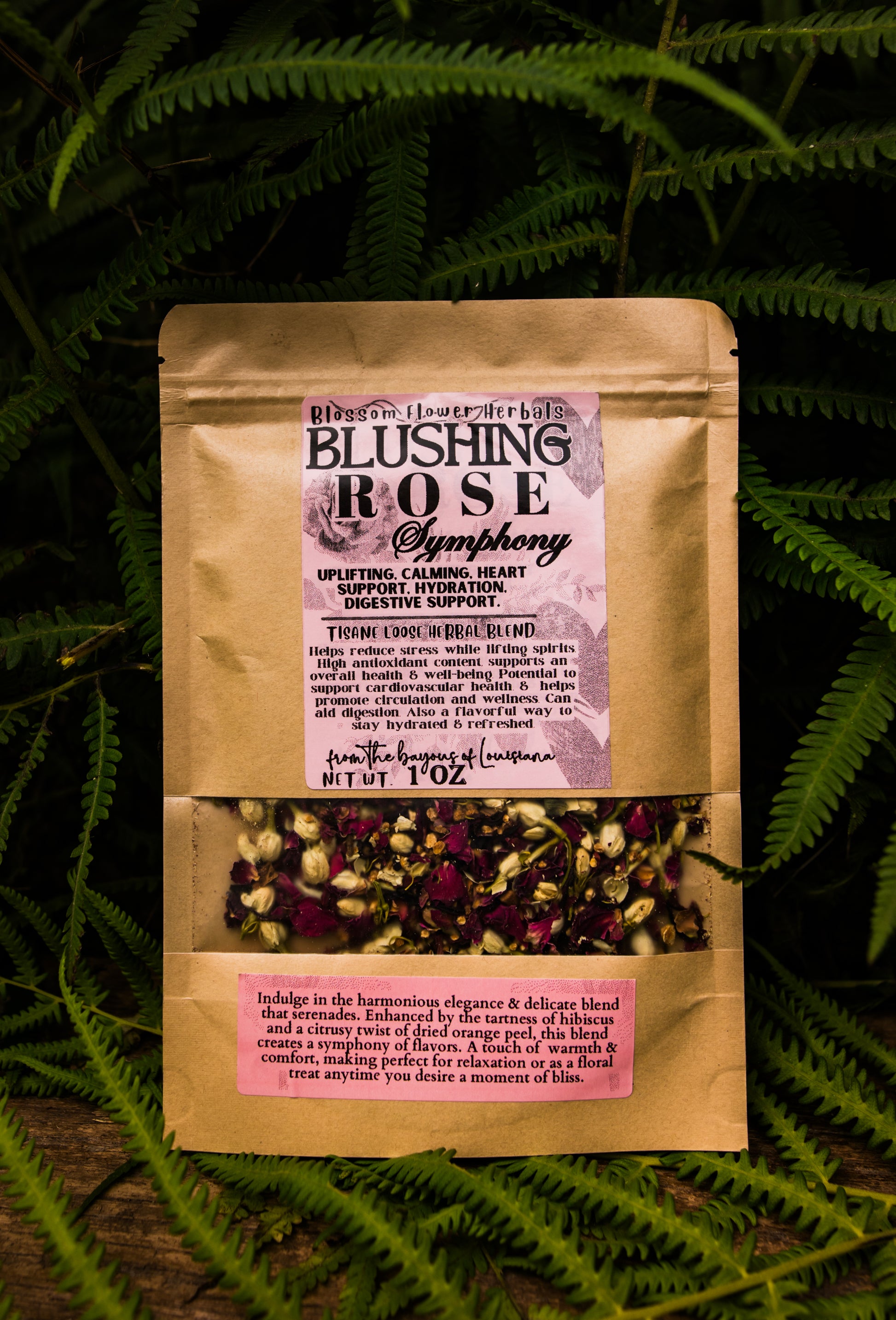 Blushing Rose Symphony Herbal Tea By Blossom Flower Herbals
