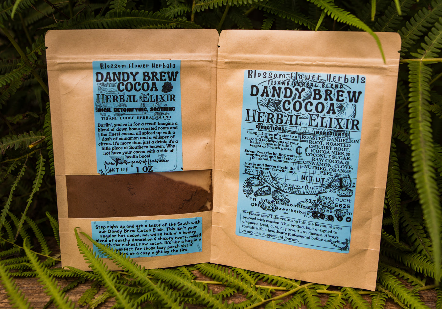 DANDY BREW COCOA ELIXIR HERBAL POWDER BY BLOSSOM FLOWER HERBALS