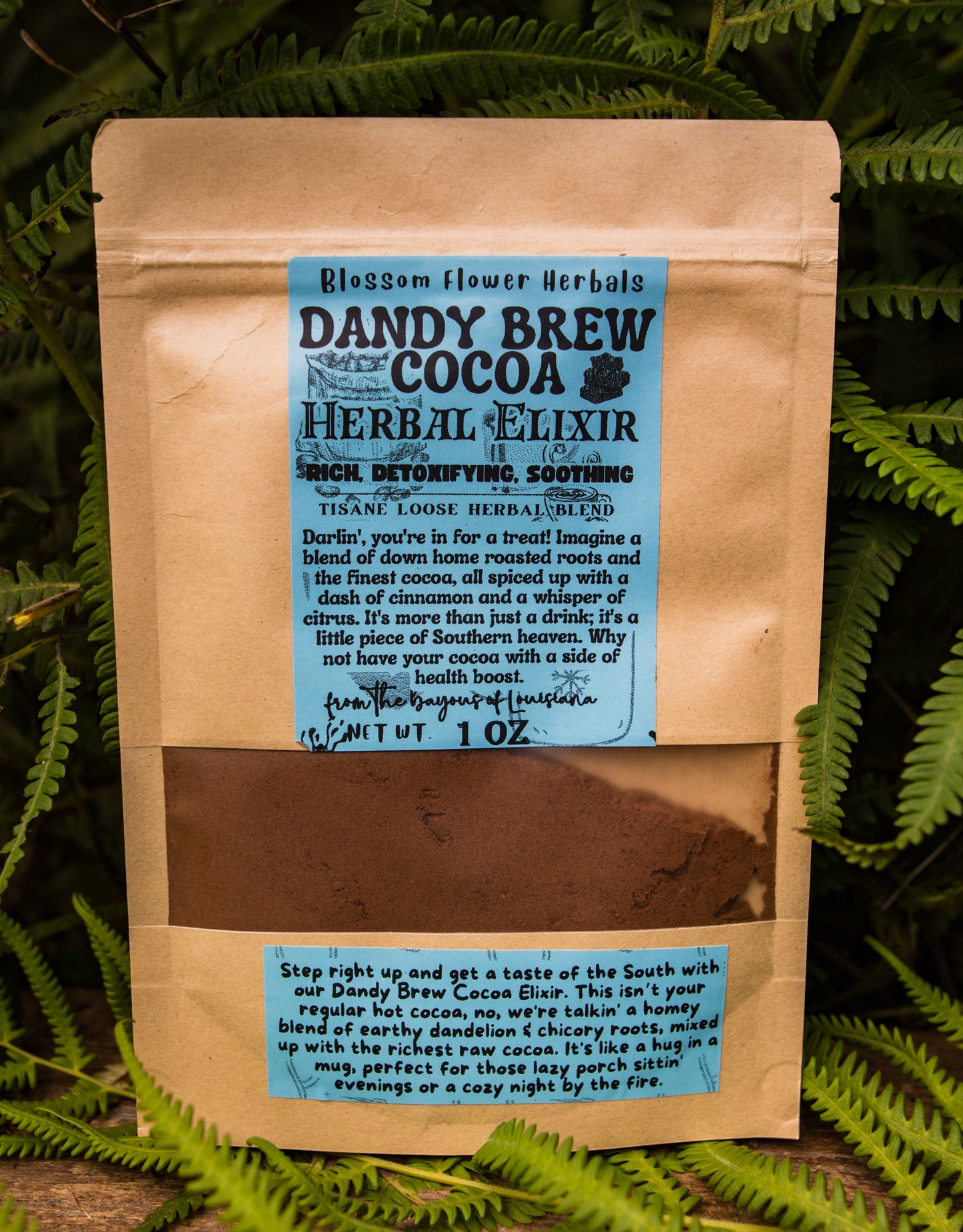 DANDY BREW COCOA ELIXIR HERBAL POWDER BY BLOSSOM FLOWER HERBALS