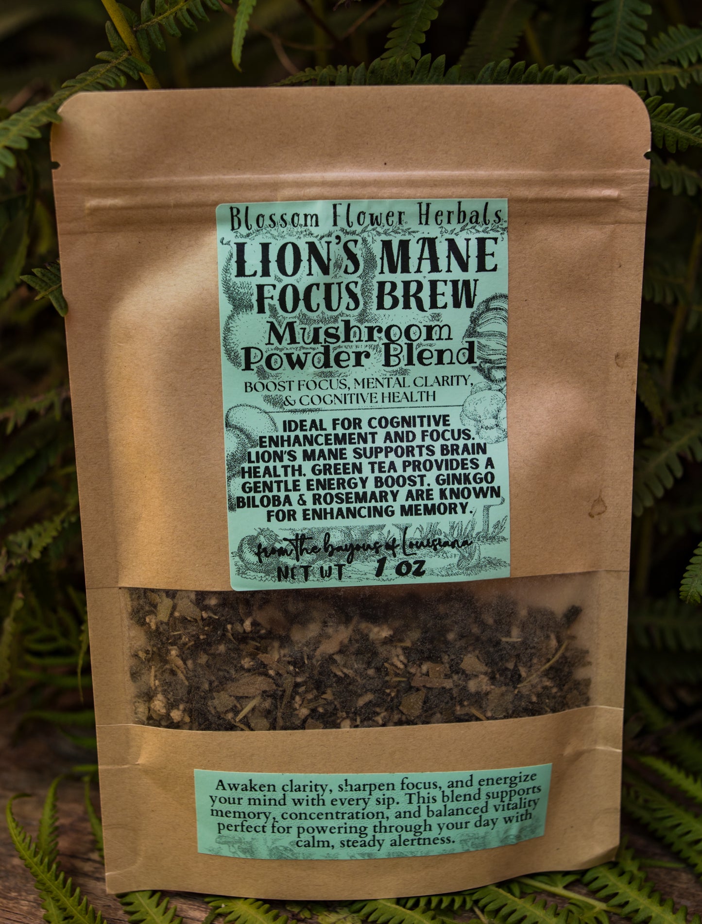 Lion's Mane Focus Herbal Tea By Blossom Flower Herbals