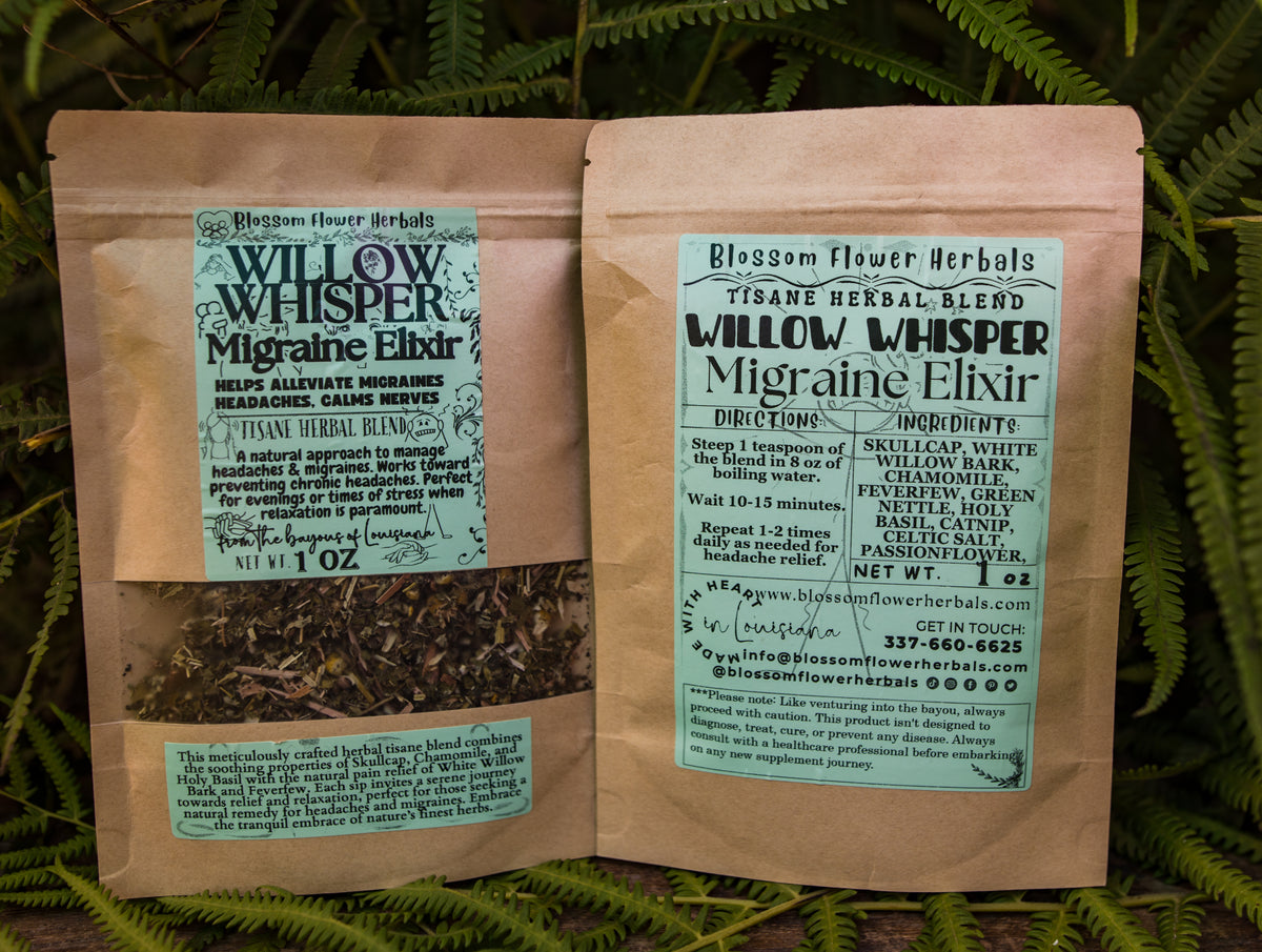 Willow Whisper Migraine Elixir herbal blend by Blossom Flower Herbs